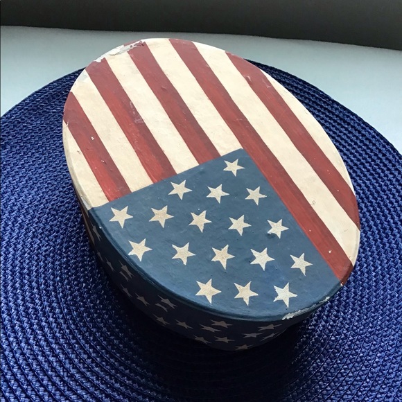 🇺🇸Vintage Rustic Stars & Stripes Patriotic Oval Box - Picture 5 of 9